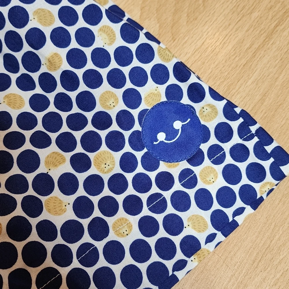NWT Smiling Button Hedgehog Navy Polka Dot Cotton Dress Pockets‎ Size 5